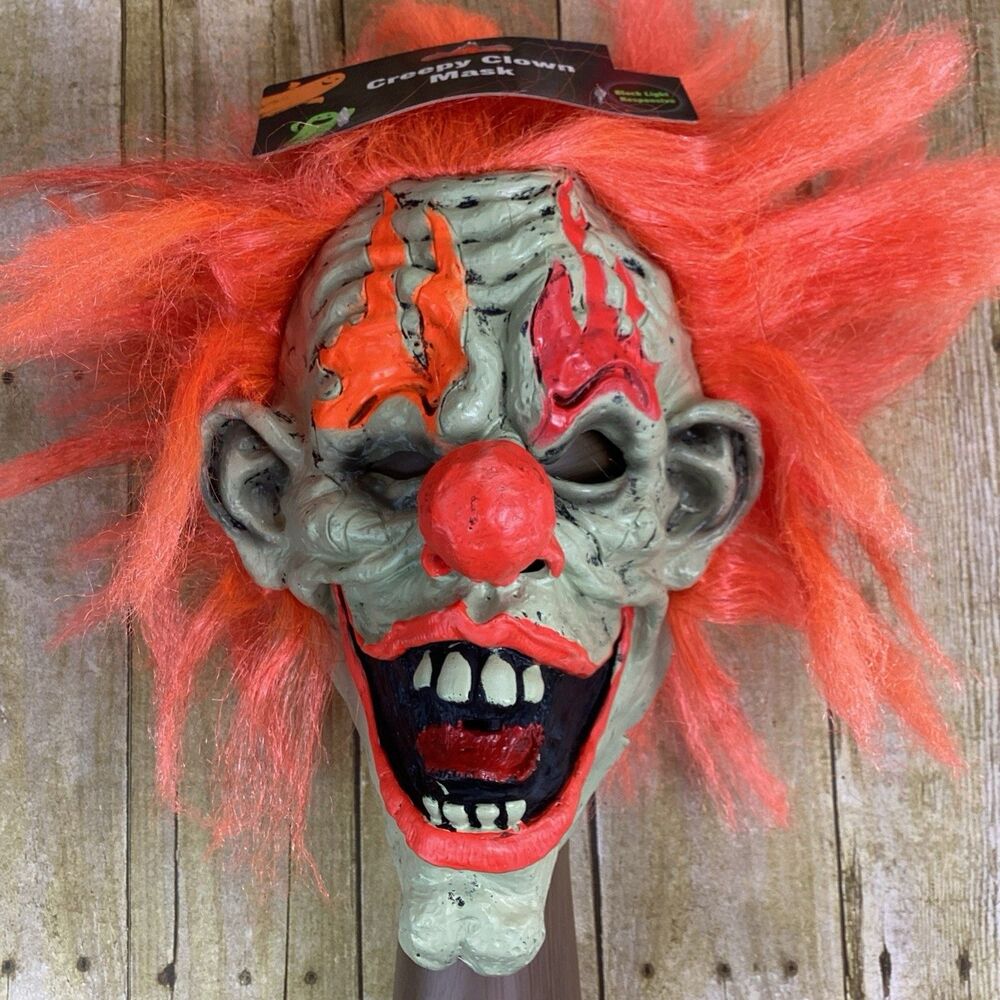 Creepy Clown Mask Black Light Responsive New Adult Size